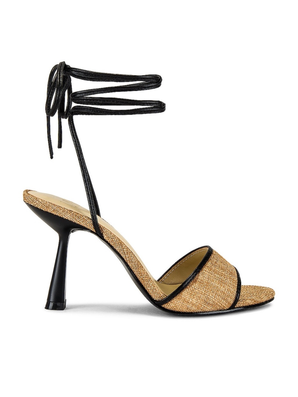 LPA Raffia Ankle-Tie Heel - Black and Natural
